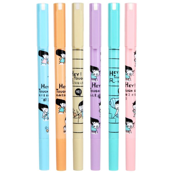 

deli s610 10pcs/lot 6 color water ink pen with invisible ink pen school stationery marker highlighter markers for drawing, Black;red