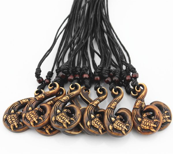 

fashion jewelry wholesale 12pcs/lot imitation yak bone carved hawaiian style surfing turtles leaves fish hook pendant necklace gifts mn463, Silver