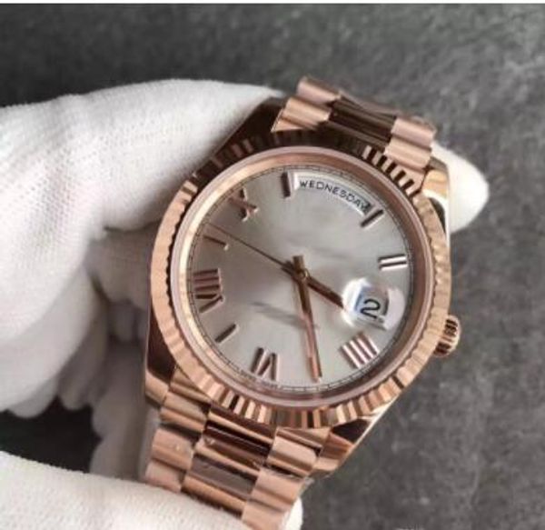 

2019 new 18k rose gold original clasp mens watches day white face president 116-719 automatic watches men ing, Slivery;brown