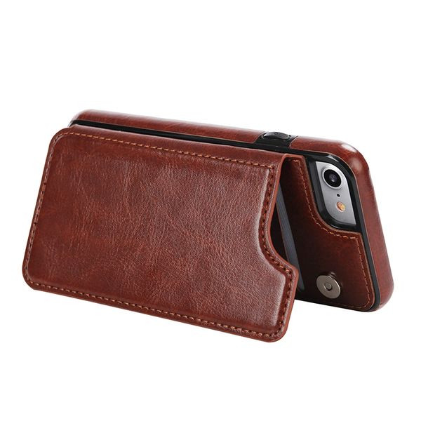 

factory sale for iphone case glossy crazy horse oil wax phone case magnetic bracket protective for samsung wallet case