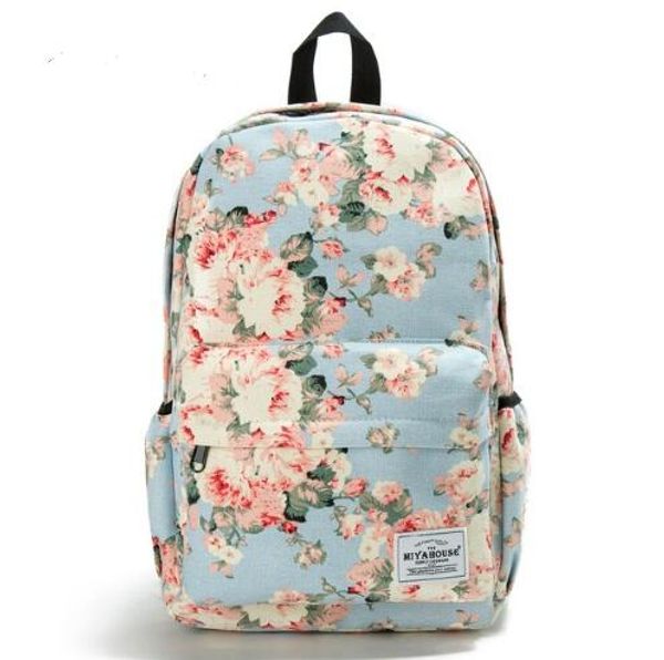 

2018 Свежий Стиль Женщины Рюкзаки Цветочный Принт Bookbags Холст Рюкзак Школьная Сумка Для Девочек Рюкзак Женский Путешествия Рюкзак