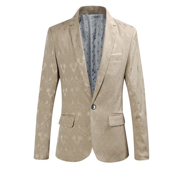 

yffushi 2017 fashion design men suit jacket new autumn jacquard blazer 4 colors notched casual style slim fit, White;black