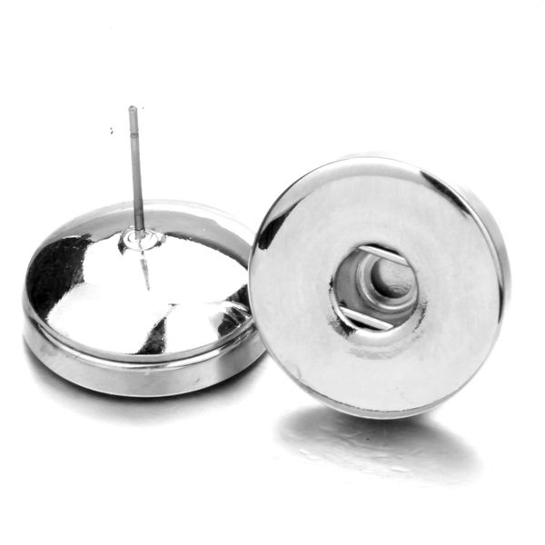 

simple noosa silver plated 18mm snap button stud earrings for women snap button jewelry, Golden;silver