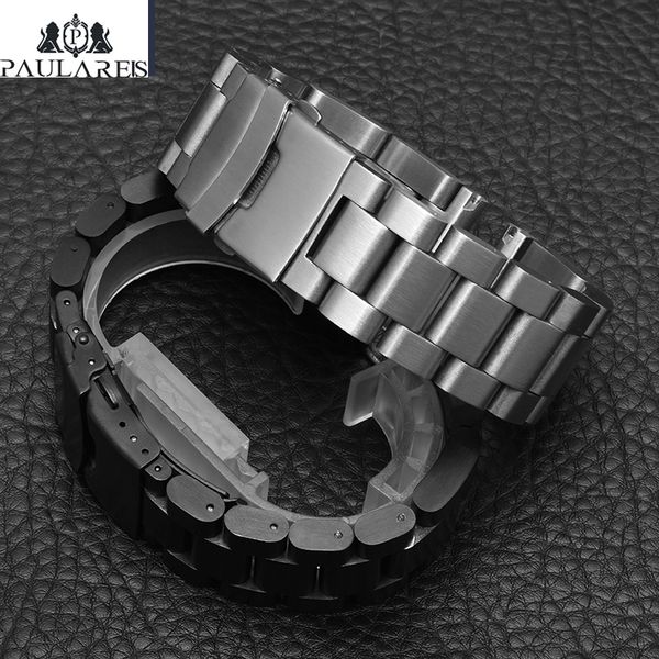 

1pc 26mm silver rose gold solid stainless steel watch strap, Black;brown