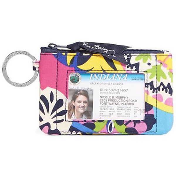 

2018 new vb cotton zip case with lanyard id card holder credit card bus card case