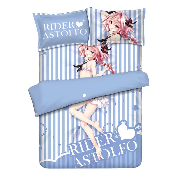 

fate stay night/fate grand order anime bed set soft rider astolfo printed bedding set with pillow case bed sheet duvet cover