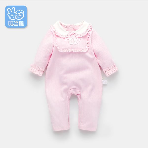 

dinstry 2018 spring and autumn newborn baby girl pink princess cotton lace romper, Blue