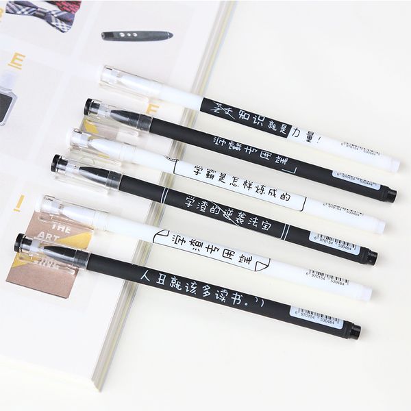 

unikiwi cute creative text personality black core pen 0.5mm gel pen student writing pen.w-0009