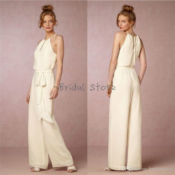 

unique jumpsuits prom dresses pant suits for formal evening party gowns elegant 2018 keyhole back chiffon prom dresses usa with bow elegant, Black