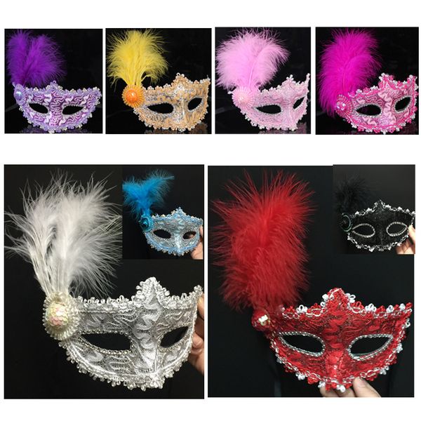 Costume Mask Feather Masquerade Mask Halloween Mardi Gras Cosplay Party Masque