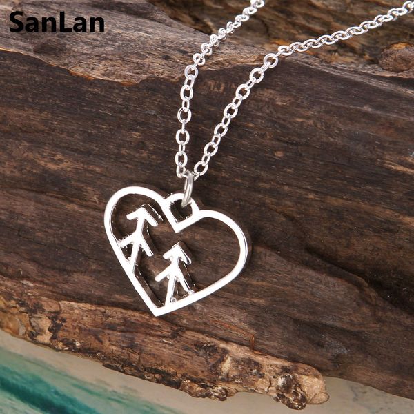 

sanlan pine tree necklace adventure awaits hiking gift for her outdoors, nature, camping, womens, Silver