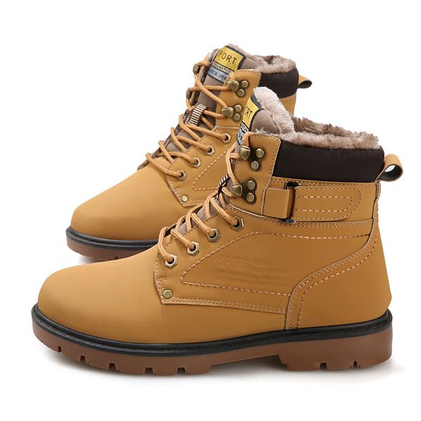 

men boots 2019 new fashion pu leather wear resisting snow boots men working fashion casual shoes keep warm winter, Black