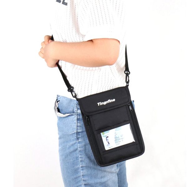 

outdoor rfid anti-theft security wallet neck pouch travel strap shoulder bag cellphone passport zipper bag card holder hiking