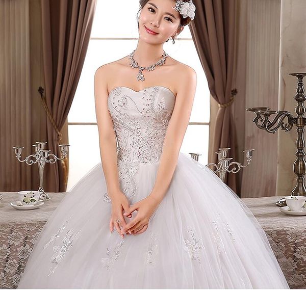 Hot Sale Beading 2018 New Sweetange coreano Estilo branco doce princesa elegante vestido de noiva Lace Romantic Custom Made