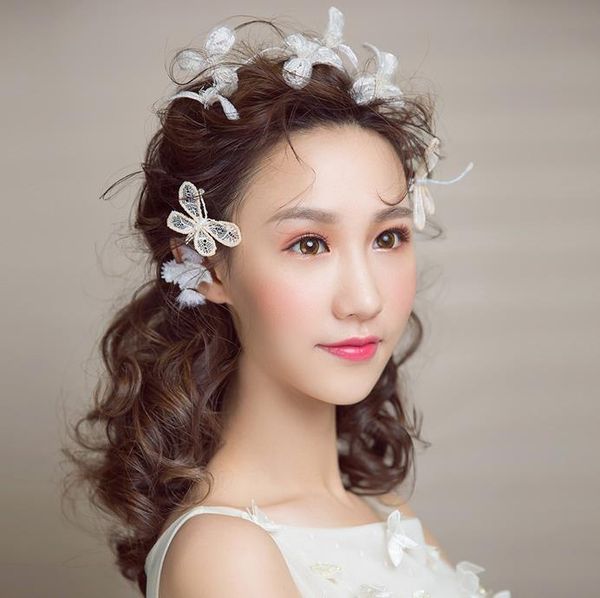 Bridal Headwear Hand Made Ornaments White Butterfly Hair Clips