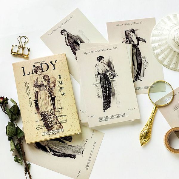 

the lady theme vintage design paper cards 14.3*9.3cm diy postcard bookmark ing