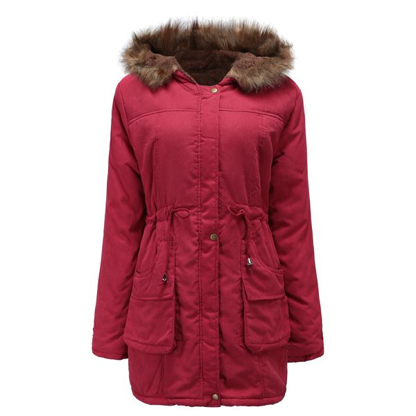 

women winter designer down jackets woolen hooded long pockets warm thick coats single breasted, Black
