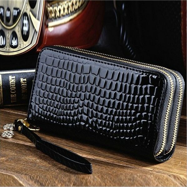 

052618 new women fashion double zippers day clutch bag female big space wallet