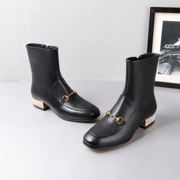 

fur boots platform heels women ankle boots soft leather thick high heel platform winter autumn boots warm fur big size, Black