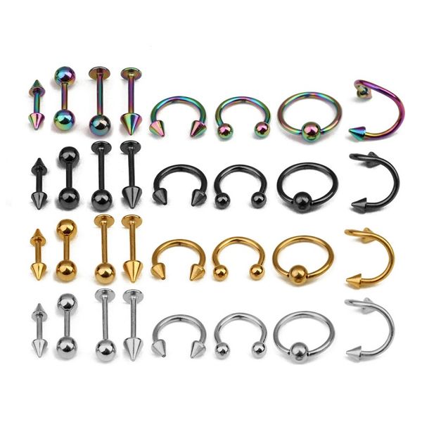 

8 pair/lot stainless steel lip nail muti colors nose ring ear bone nail jewelry for women personality body jewelry g200s, Silver
