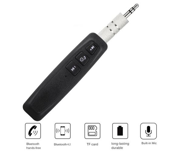 

3.5mm jack bluetooth car kit hands music audio receiver adapter