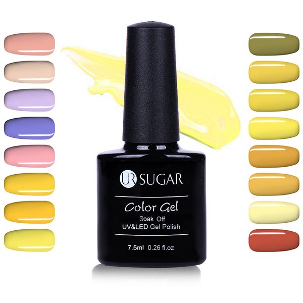 

ur sugar pure nude gray candy blue color soak off uv gel polish semi permanent nail art gel lacquer varnish manicure 7.5ml, Red;pink