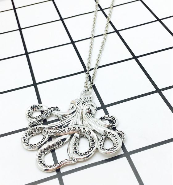 

сплав осьминог ожерелье стимпанк парусный спорт сом кракен пират антикварные серебряные ювелирные изделия подходят мужские женщины, Silver