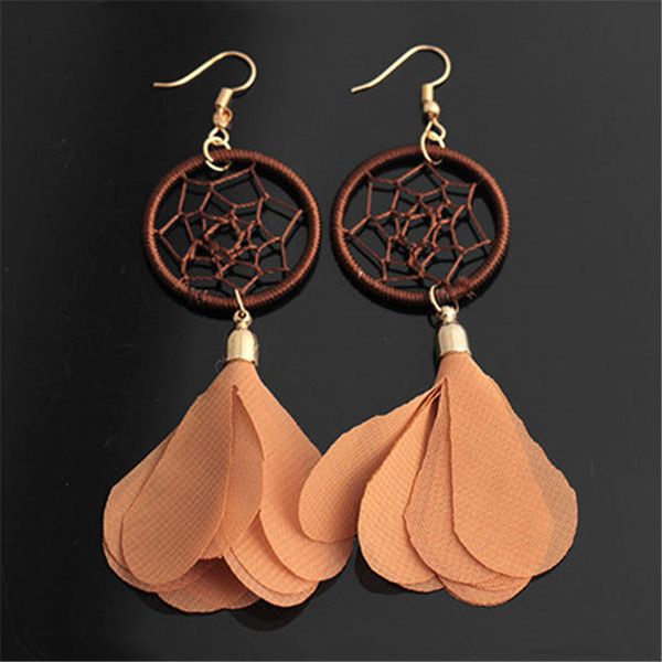 

bintage bohemia dangle earrings fashion boho feather tassel dreamcatcher drop earring for women jewelry birthday christmas gift, Silver