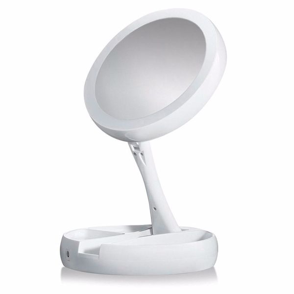 

lower power foldable round shape led makeup mirror women facial makeup cosmetic deskcosmetic mirror tools new