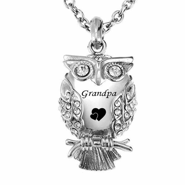 

classic owl cremation urn pendant for ashes necklace pendant & fill kit ashes stainless steel, Silver