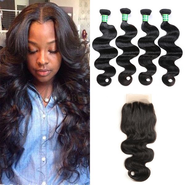 

Peruvian virgin hair body wave 4 bundle with clo ure unproce ed brazilian malay ian indian body wave human hair bundle with lace clo ure