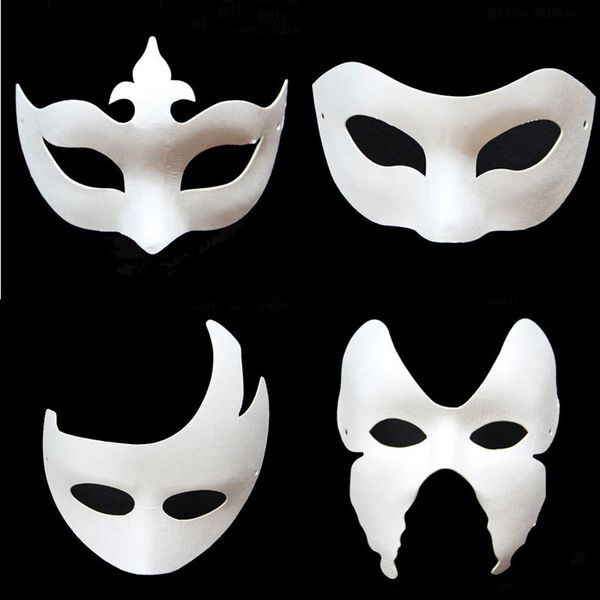 

diy white paper unpainted venetian mask for men women butterfly horn kids carnival face gift christmas halloween blank version pulp