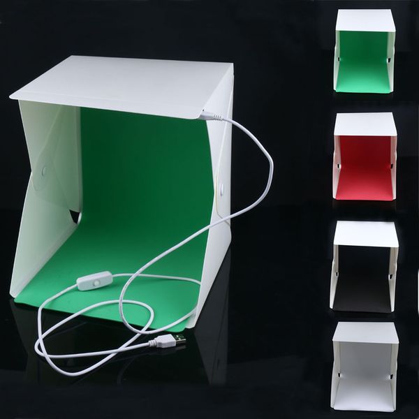

2018 elling mini folding tudio diffu e oft box with led light black white green red background photo tudio acce orie lightbox