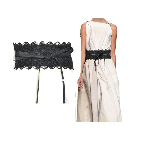 

new women leather belt wide lace belt cummerbunds large ceinture femme girl lady full dress formal evening dress strap, Black;brown
