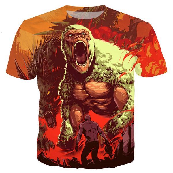 

men/womens 3d cool rampage dwayne johnson the movie print short sleeve funny t-shirts harajuku fitness casual shirt u1048, White;black