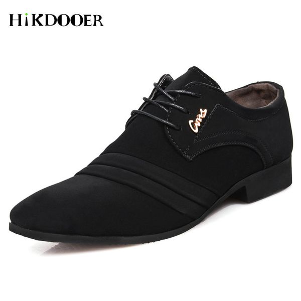 

new arrival men formal shoes pointed toe business wedding shoes flock lack-up male dress, Black