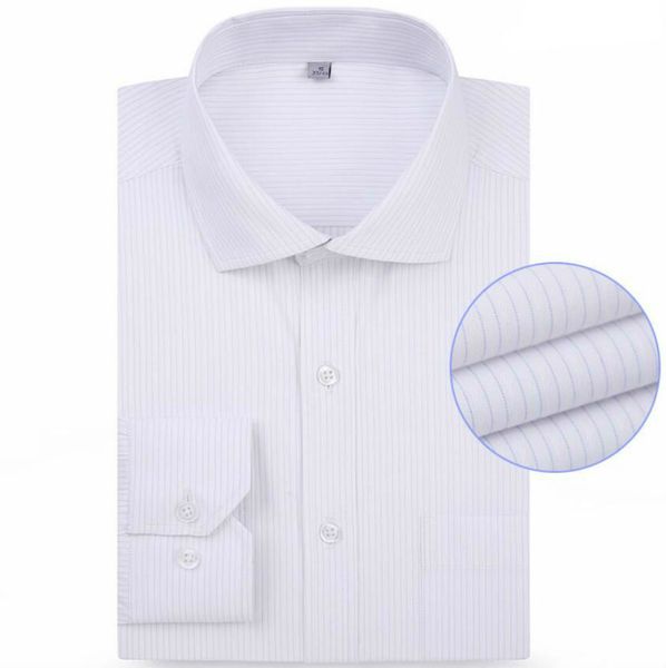 

2018 men shirts long sleeve autumn business casual striped cotton male shirt fit popular designs us size s  xxl xxxl, White;black
