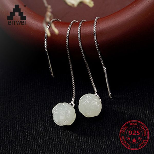 

s925 sterling sliver jade lotus women drop earring fashion simple high-end small/big pendant earring for female wholesale, Golden;silver