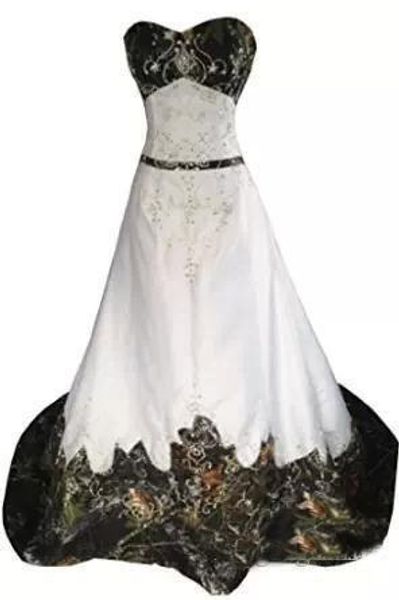 

Modest Camo Wedding Dresses Embroidery A Line Beaded Lace-up Backless Camo Bridal Gowns Plus Size Sweetheart robe de mariee Wedding Dresses