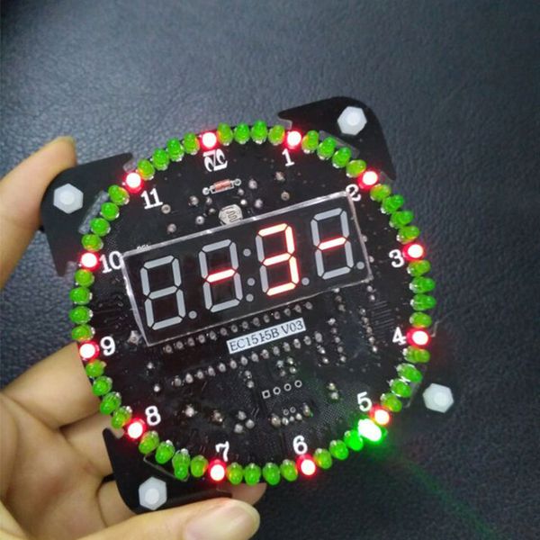 Rotating LED Electronic Temperature DS1302 Display Digital Clock DIY Kit Box