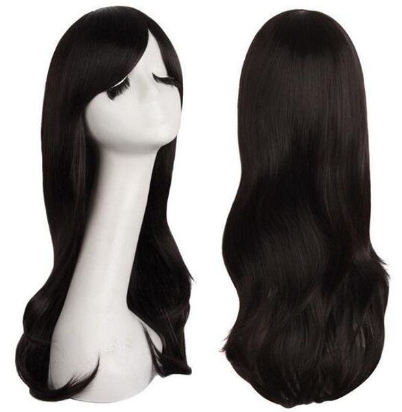 

long wig corrugated very dark brown with wick 27 5/8in, cosplay fashion fantasy, Black;brown