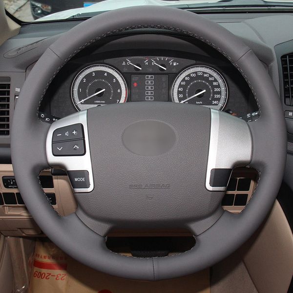 

leather steering wheel hand-stitch on wrap cover for toyota land cruiser