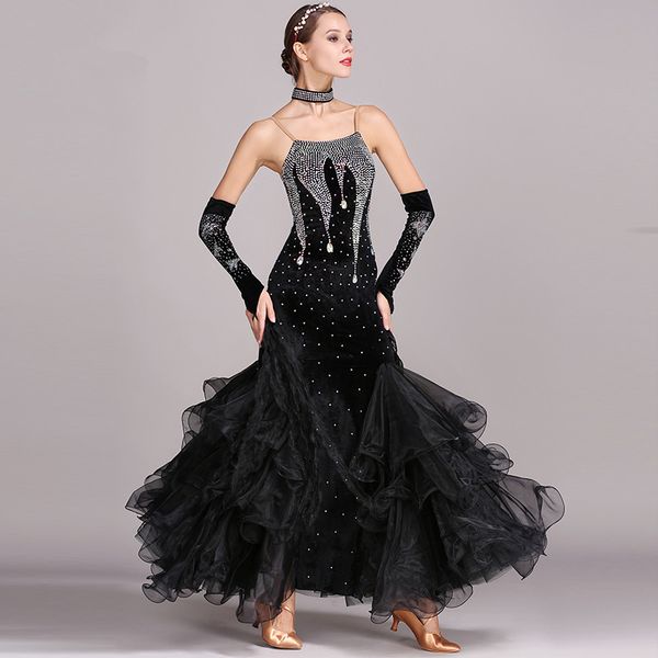 

5 colors ballroom dance dresses women new backless standard waltz dancing costume black ballroom competition dresses, Black;red
