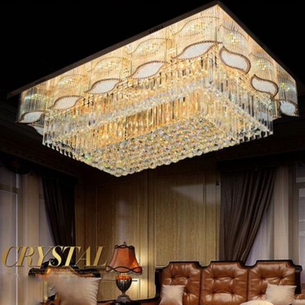 2019 120 X 80cm Modern Led New Living Room Oblong Crystal Ceiling Lamp Bedroom Led Lamp Lobby Square Bedroom Lighting Fixture From Fried 2374 35