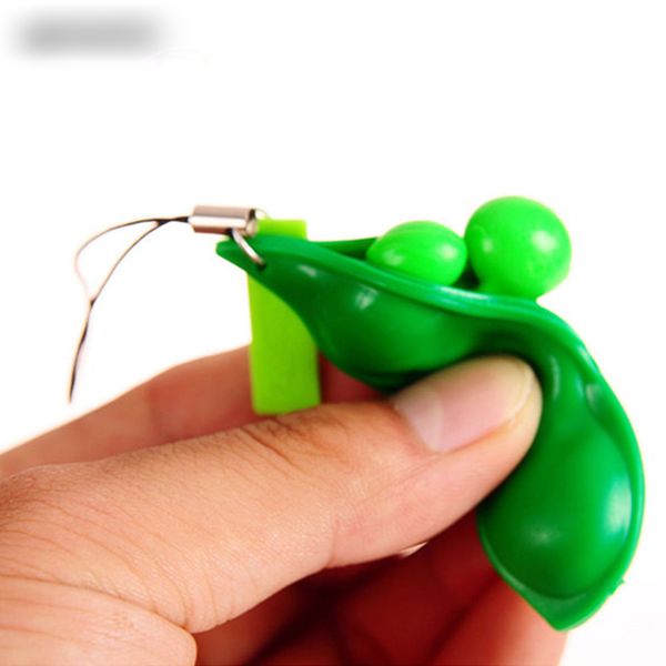 

New Creative Extrusion Pea Bean Soybean Edamame Stress Relieve Toy Keychain Cute