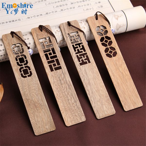 

high-grade solid wood bookmarks set chinese style retro vintag marks classical hollow wooden bookmark small gift set m004