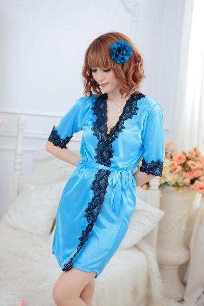 

women's new satin pajamas ice silk pajamas sauna sweat clothes erotic clothes, Black