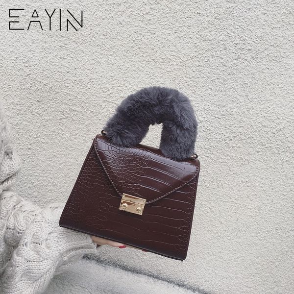 

eayin european style fashion new women's tote bag 2018 winter quality soft plush women handbags fur small women shoulder bag