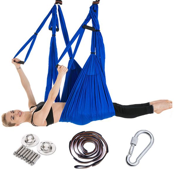 

anti-gravity yoga hammock set nylon fabric pilates yoga flying swing aerial traction device body shaping equipment w/ plate belt