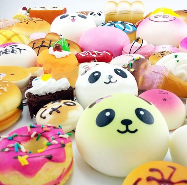 

Big SALE ! ! 30pcs/lot Kawaii Squishies Bun Toast Donut Bread for cell phone Bag Charm Straps mixed Rare Squishy slow rising (Ready to ship)